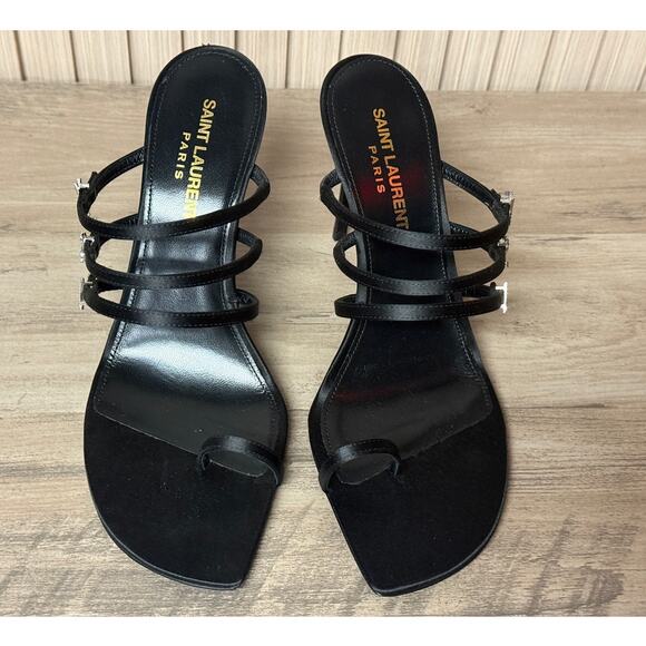 Saint Laurent Jerry Square Open Toe Mules Black Women’s Size IT 38 / US 8 - Picture 6 of 16